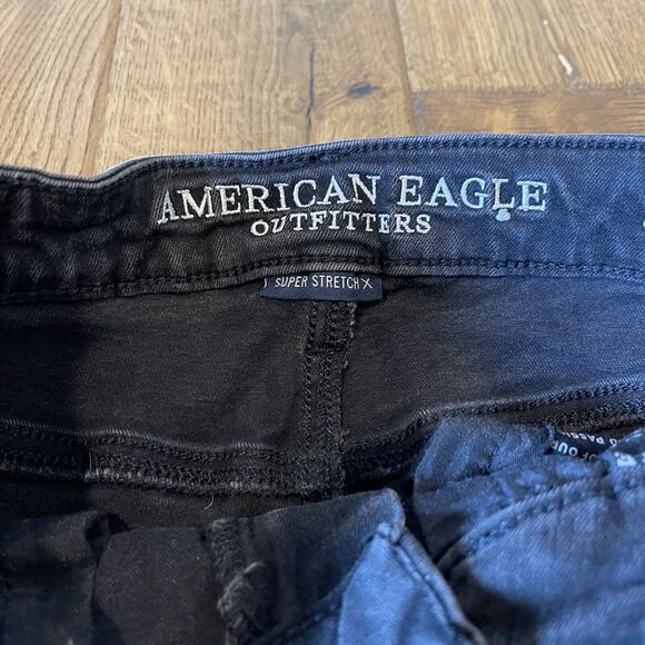 American Eagle Women's Size 4 Long Super Stretch Black High Rise Denim Jegging - Picture 2 of 8